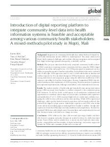 Introduction of digital reporting platform to integrate community-level data into health information systems is feasible and acceptable among various community health stakeholders: A mixed-methods pilot study in Mopti, Mali
