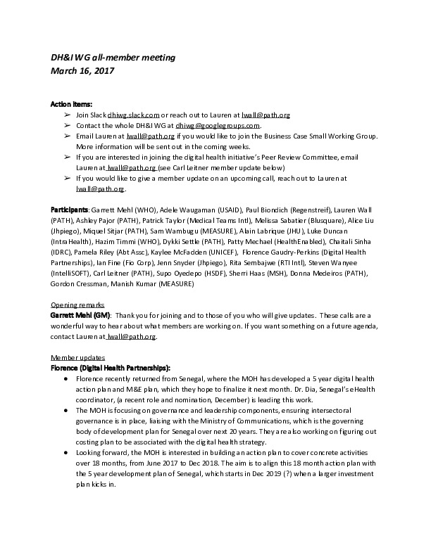 DH&I March 2017 Meeting Minutes