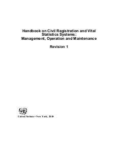 Handbook on Civil Registration and Vital Statistics Systems: Management, Operation and Maintenance