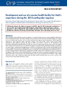 Development and use of a master health facility list: Haiti’s experience during the 2010 earthquake response