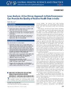 Issue Analysis: A Use-Driven Approach to Data Governance Can Promote the Quality of Routine Health Data in India