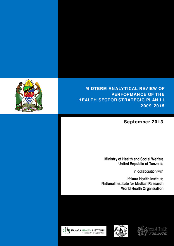 Midterm Analytical Review of Performance of the Health Sector Strategic Plan III 2009–2015