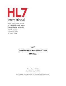 HL7 Governance and Operations Manual, 2021