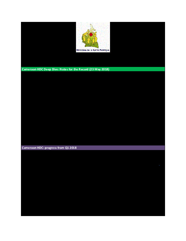 Cameroon HDC Deep Dive Call Notes - May 2018