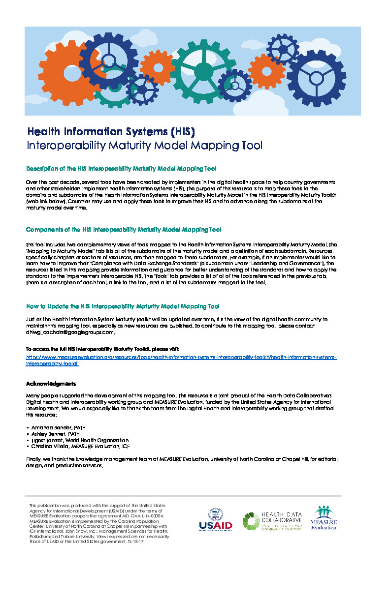 HIS Interoperability Maturity Toolkit Mapping Tool