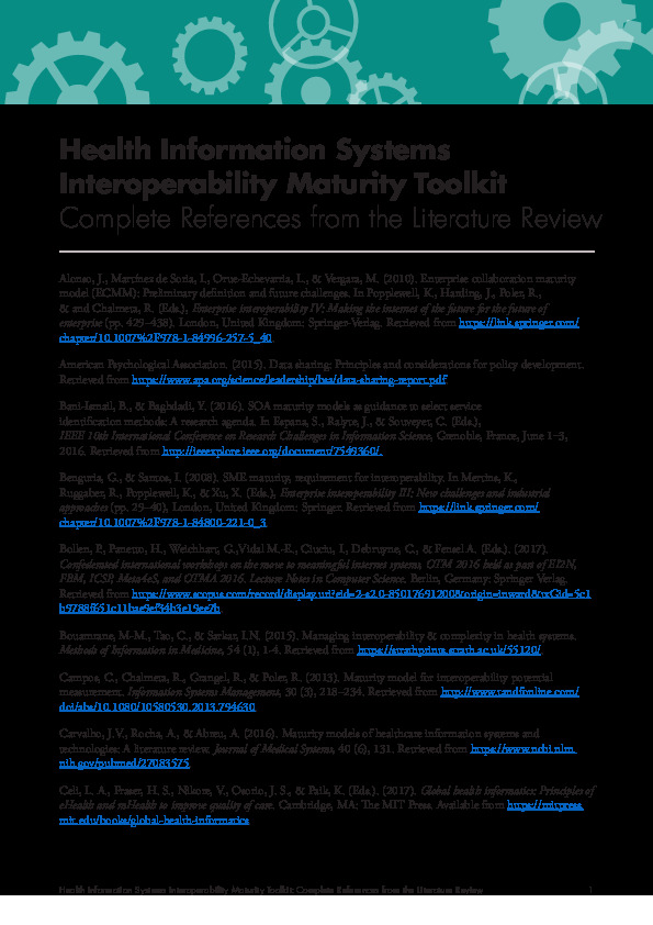 HIS Interoperability Maturity Toolkit Complete References