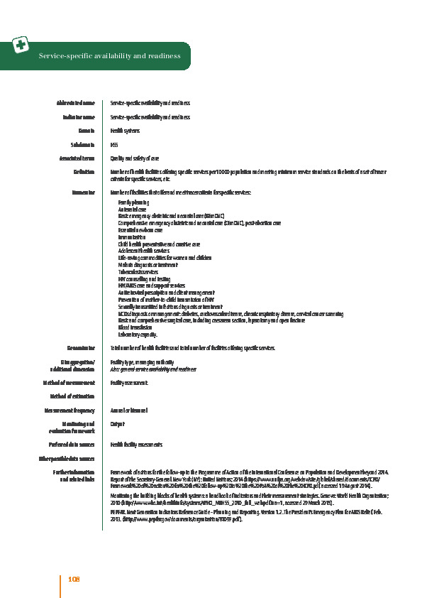 Service-specific availability and readiness