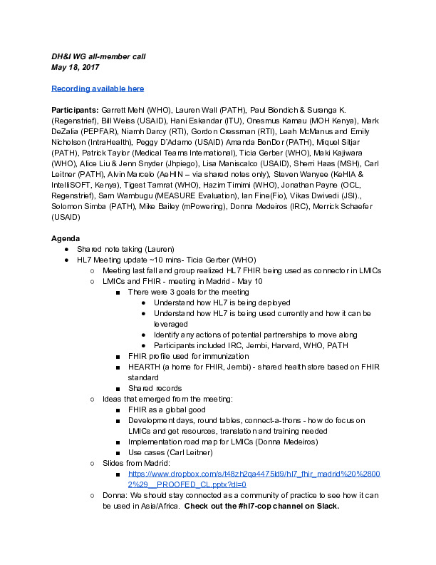 DH&I May 2017 Meeting Minutes