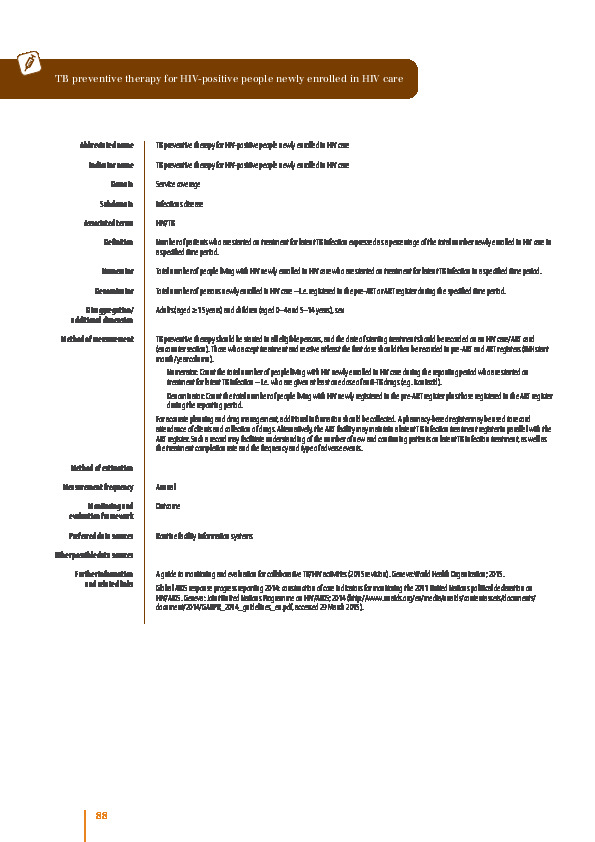 TB preventive therapy for HIV-positive people newly enrolled in HIV care
