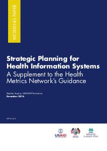Strategic Planning for Health Information Systems, 2016