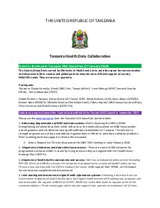 Tanzania HDC Deep Dive January 2018