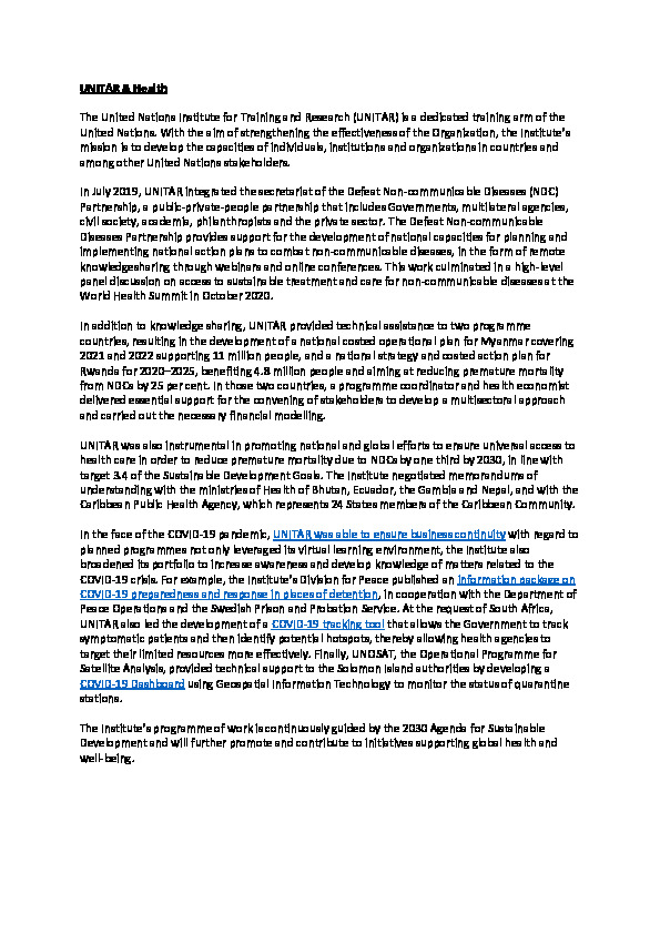 BJORGO_Einar_Summary_UNITARHealthWork