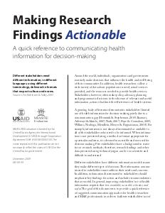 Making Research Findings Actionable
