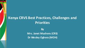 Kenya CRVS Best Practices, Challenges and Priorities