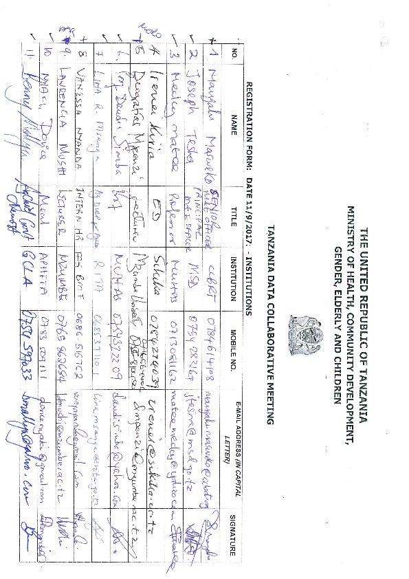 Tanzania HDC Launch Participants - Government