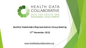 Stakeholders Representatives Group Meeting slides, November 2022