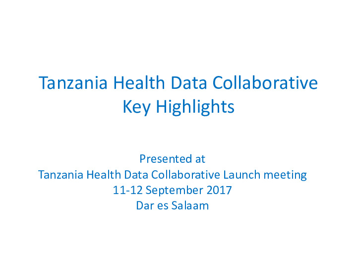 Tanzania HDC Priorities Presentation 11 September 2017