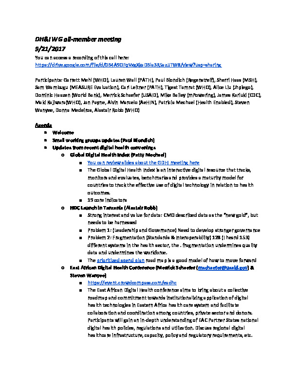 DH&I September 2017 Meeting Minutes