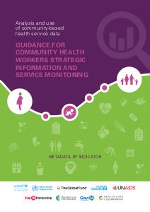 UNICEF: Guidance for community health workers strategic information and service monitoring
