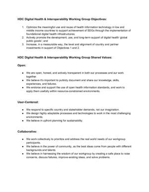 DH&I Workgroup - Objectives and Values