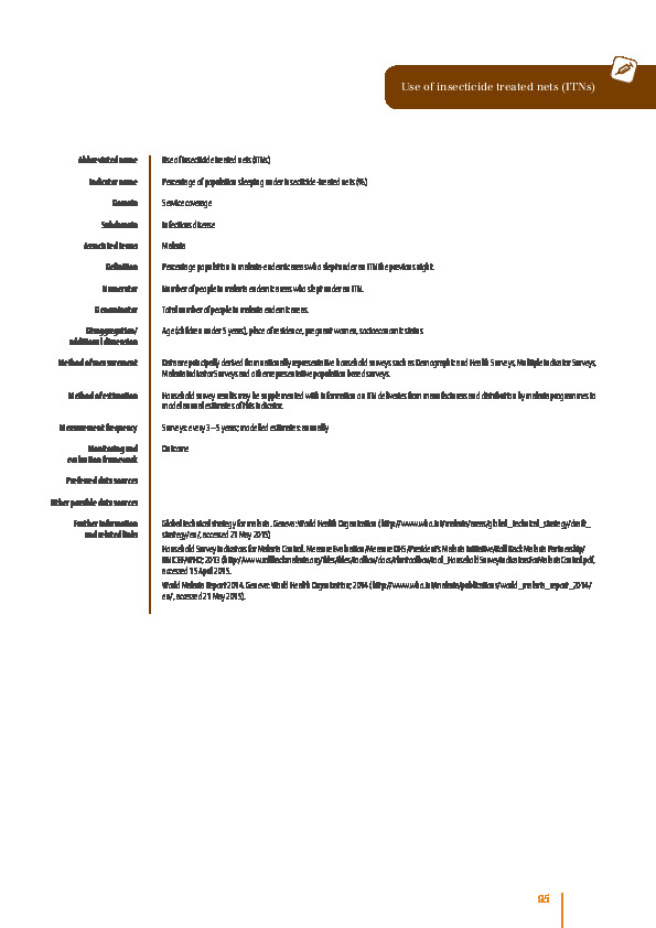 Use of insecticide treated nets (ITNs)