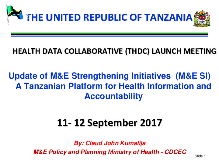 Tanzania M&ESI Presentation 11 September 2017