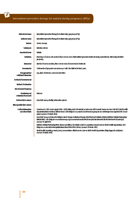 Intermittent preventive therapy for malaria during pregnancy (IPTp)