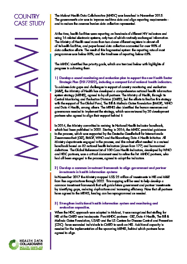 HDC Country Case Study: Malawi