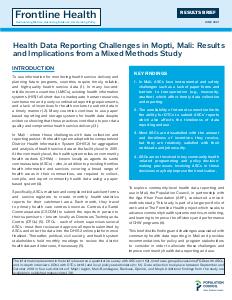 Health Data Reporting Challenges in Mopti, Mali: Results and Implications from a Mixed Methods Study, 2021