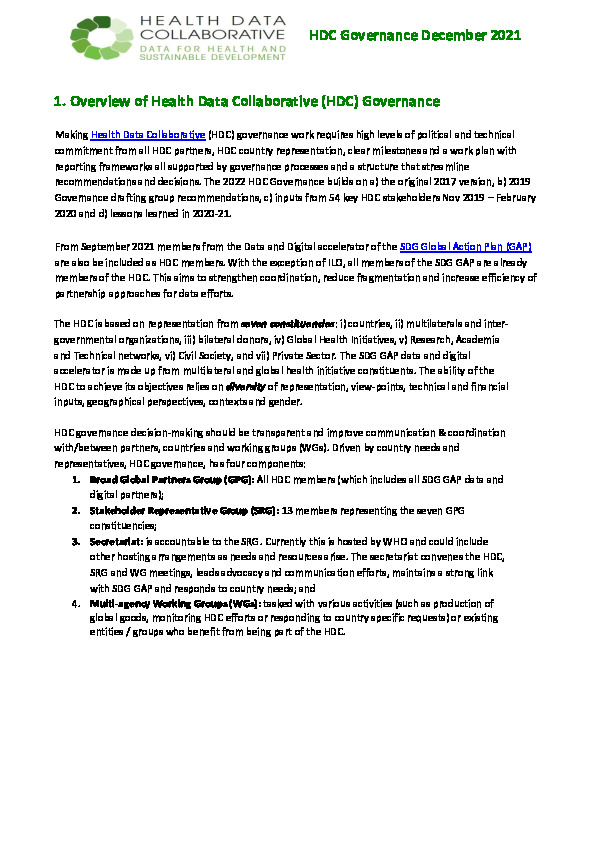 Overview of Health Data Collaborative Governance