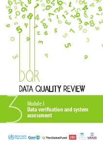Data Quality Review - Verification and system assessment