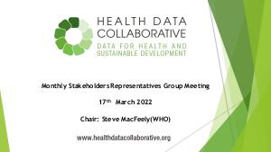 Stakeholders Representatives Group Meeting slides, March 2022