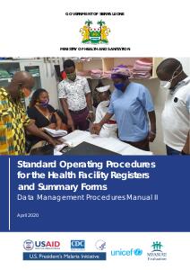 Sierra Leone: Standard Operating Procedures for the Health Facility Registers and Summary Forms