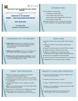 Summary of the Roadmap - Priorities