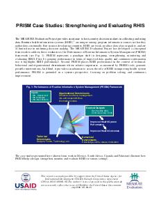 PRISM Case Studies: Strengthening and Evaluating RHIS