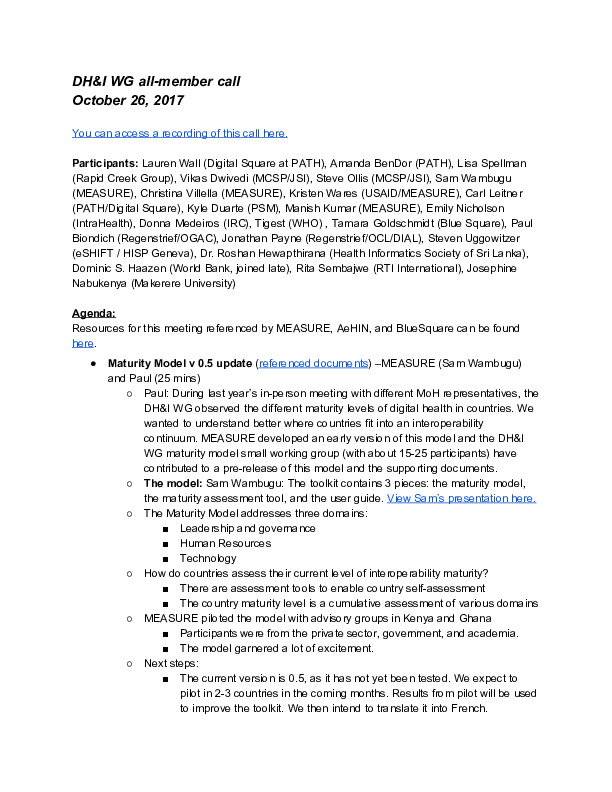 DH&I October 2017 Meeting Minutes