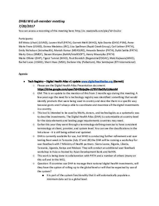 DH&I July 2017 Meeting Minutes