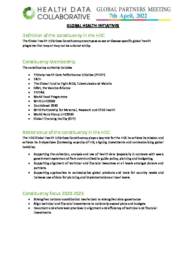 Global Health Initiatives