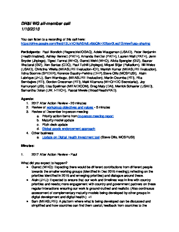 DH&I January 2018 Meeting Minutes