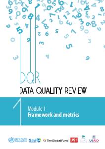 Data Quality Review - Framework and metrics