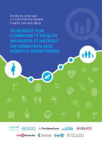 UNICEF Guidance for Community Health Workers Strategic Information and Service Monitoring