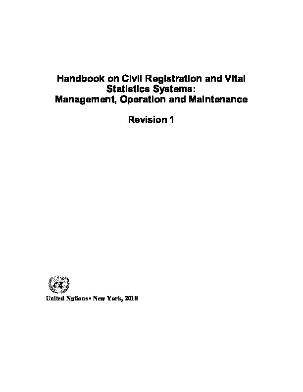 Handbook on Civil Registration and Vital Statistics Systems: Management, Operation and Maintenance 2018