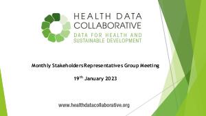 HDC Stakeholder Representative Group Meeting Slides, January 2023