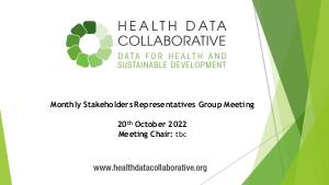 Stakeholders Representatives Group Meeting slides, October 2022