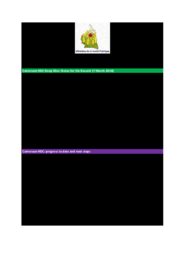 Cameroon HDC Deep Dive Call Notes - March 2018